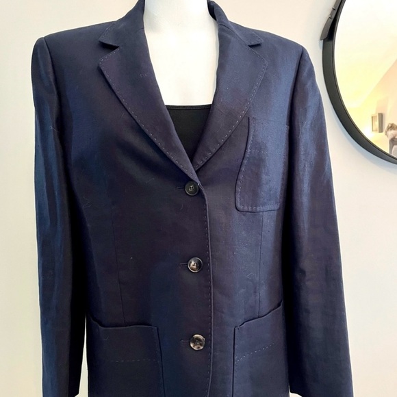 Lafayette 148 New York Linen Pickstitch Blazer - Picture 5 of 14